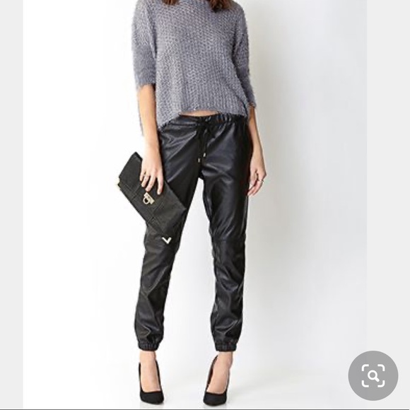 Faux leather joggers